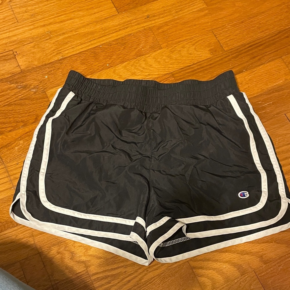Champion Black Shorts with White Accents